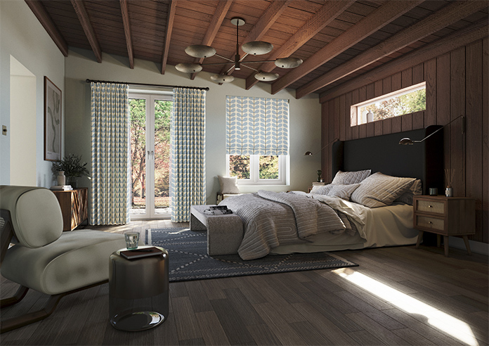 Orla Kiely Two Colour Stem, Powder Blue - Roman Blind - Image 6